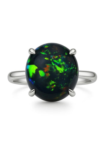 6 Carat Australian Black Opal in a 4-Prong White Gold Mounting – Assay Jewelers