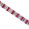 6 Carat Baguette-Cut Ruby & Diamond 14K Gold Link Bracelet