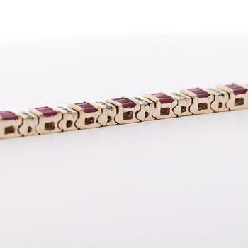 6 Carat Baguette-Cut Ruby & Diamond 14K Gold Link Bracelet – Assay Jewelers