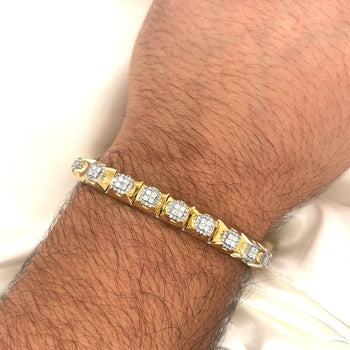 6 Carat TW 14K Solid Gold Men's Two Tone Square Shaped Diamond Link Bracelet – Assay Jewelers