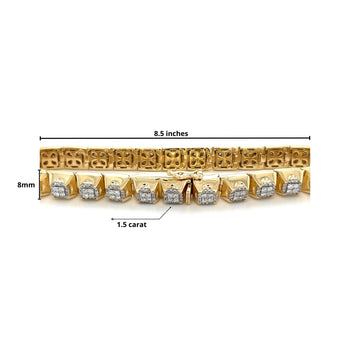 6 Carat TW 14K Solid Gold Men's Two Tone Square Shaped Diamond Link Bracelet – Assay Jewelers