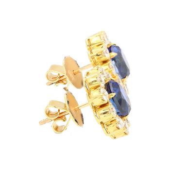 6.28ct Royal Ceylon Blue Sapphire Diamond Halo Stud Earrings – Assay Jewelers