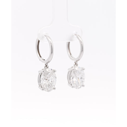 6.34 Carat Oval Cut IGI Certified CVD Lab Diamond Drop Earrings