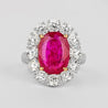 6.45 Carat No-Heat Burma Ruby Oval Cut & Round Diamond Halo Ring