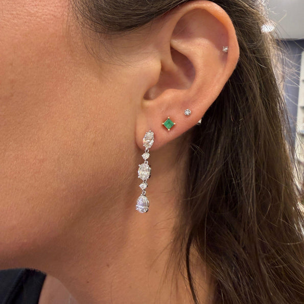 6.5 Carat Multi Shape Diamond Marquise-Oval-Pear Linear Drop Earring