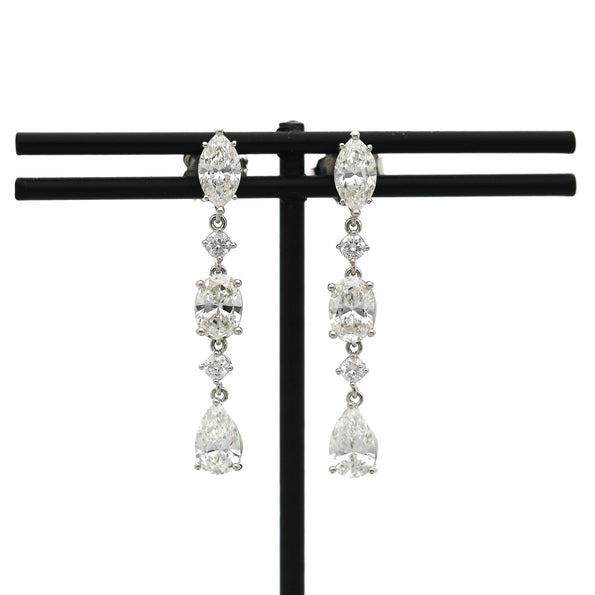 6.5 Carat Multi Shape Diamond Marquise-Oval-Pear Linear Drop Earring