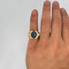 7 Carat Blue Star Sapphire Cabochon & Diamond 14K Gold Nugget Mens Ring