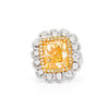 7 Carat Fancy Intense Yellow Radiant Cut Diamond and Diamond Halo Ring | GIA Certified