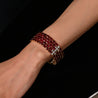 72.51 Carat Natural Oval Cut Ruby 5-Row Multi Link Tennis Bracelet in 18K Gold