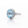 7.15 Carat Oval Aquamarine & Diamond Floral Filigree Platinum Ring