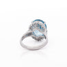 7.15 Carat Oval Aquamarine & Diamond Floral Filigree Platinum Ring