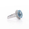 7.15 Carat Oval Aquamarine & Diamond Floral Filigree Platinum Ring