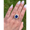 7.15 Carat Oval Cut Blue Sapphire & Diamond Halo Ring in 14K Yellow Gold