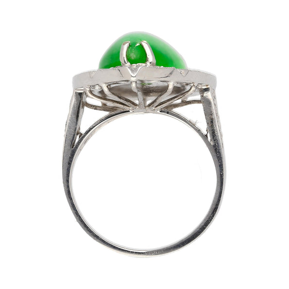 Bague halo en jade et diamants de 7,88 carats en or blanc 18k