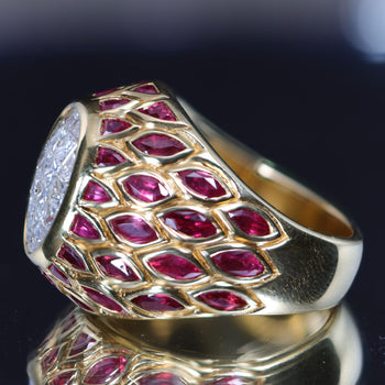 8.25 Carat Oval Burma Ruby Marquise Princess Diamond in 18K Gold Statement Ring – Assay Jewelers