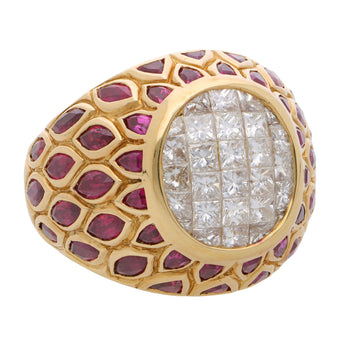 8.25 Carat Oval Burma Ruby Marquise Princess Diamond in 18K Gold Statement Ring – Assay Jewelers