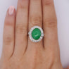 8.55ct Untreated Fei Cui Jadeite Jade Diamond Platinum Ring