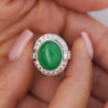8.55ct Untreated Fei Cui Jadeite Jade Diamond Platinum Ring