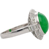 8.55ct Untreated Fei Cui Jadeite Jade Diamond Platinum Ring