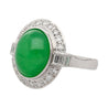 8.55ct Untreated Fei Cui Jadeite Jade Diamond Platinum Ring