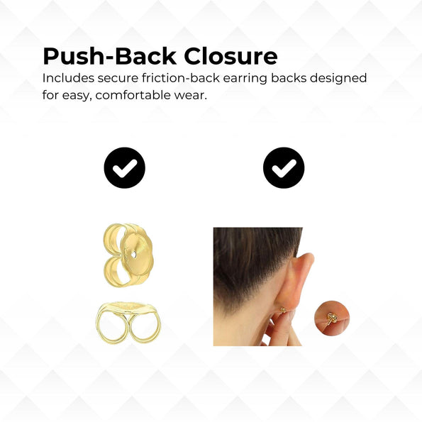 8mm Half Sphere Ball 14K Gold Diamond Cut Studs
