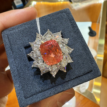 9.10 Carat Ceylon No Heat Padparadscha Pinkish Orange Sapphire and Diamond Ring – Assay Jewelers