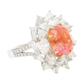 9.10 Carat Ceylon No Heat Padparadscha Pinkish Orange Sapphire and Diamond Ring – Assay Jewelers