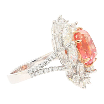 9.10 Carat Ceylon No Heat Padparadscha Pinkish Orange Sapphire and Diamond Ring – Assay Jewelers