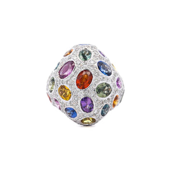 9.31 CTTW Mixed Color Sapphire, Amethyst, Garnet, Diamond Cluster Ring – Assay Jewelers