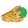 9.40 Carat Type A Fei Cui Jadeite Jade and Diamond Ring in Textured 18K Gold