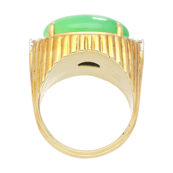 Bague en jadeite Fei Cui de type A, jade et diamant, en or 18K texturé, 9,40 carats