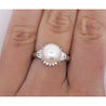 9.5mm South Sea White Pearl and Baguette Diamond Ring in Platinum