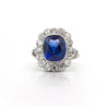 AGL Cert. 5 Carat Ceylon Blue Sapphire Art Deco Era Platinum Diamond Ring