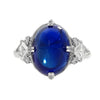 AGL Certified 10.73 Carat Cabochon Sapphire and Diamond Ring in 18K White Gold