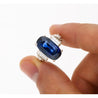 AGL Certified 13.81 Carat Ceylon No Heat Blue Sapphire Platinum Vintage Ring