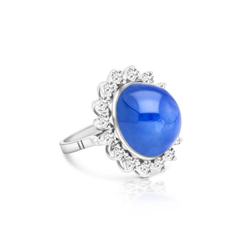 AGL Certified 30 Carat No Heat Ceylon Blue Star Sapphire & Diamond Halo Ring – Assay Jewelers