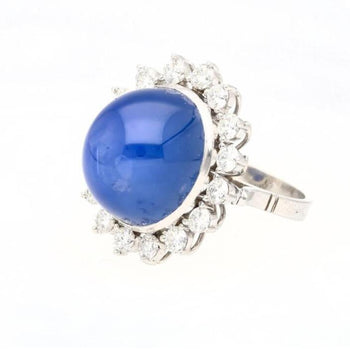AGL Certified 30 Carat No Heat Ceylon Blue Star Sapphire & Diamond Halo Ring – Assay Jewelers