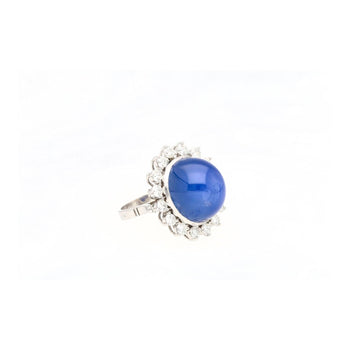 AGL Certified 30 Carat No Heat Ceylon Blue Star Sapphire & Diamond Halo Ring – Assay Jewelers