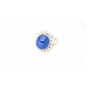 AGL Certified 30 Carat No Heat Ceylon Blue Star Sapphire & Diamond Halo Ring – Assay Jewelers