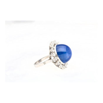 AGL Certified 30 Carat No Heat Ceylon Blue Star Sapphire & Diamond Halo Ring – Assay Jewelers