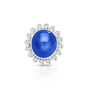 AGL Certified 30 Carat No Heat Ceylon Blue Star Sapphire & Diamond Halo Ring – Assay Jewelers