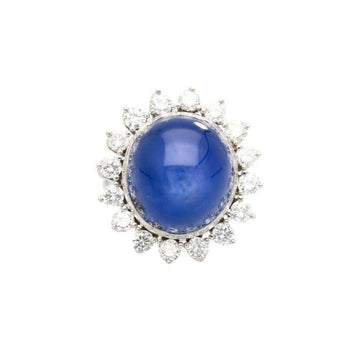 AGL Certified 30 Carat No Heat Ceylon Blue Star Sapphire & Diamond Halo Ring – Assay Jewelers