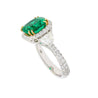 AGL Certified 3.52ct Cushion Colombian Emerald Half Moon Diamond Ring