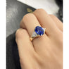 AGL Certified 4.49ct Burma Blue Sapphire Diamond 3-Stone Ring