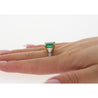 AGL Certified 5.31 Carat No Oil Emerald & Trillion Diamond 3 Stone Ring