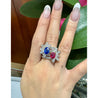 AGL Certified 8 Carat No Heat Kashmir Sapphire, Burma Ruby, & Diamond Stack Ring