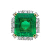 AGL GRS Certified 14.36 Carat Colombian Emerald & Diamond 18K Gold Cocktail Ring