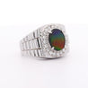 Ammolite & Diamond Halo in 14K White Gold Men's Statement Ring