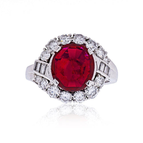 Antique 2.52 Carat No Heat Ruby & Diamond Ring Platinum | J.E. Caldwell & Co. Signed