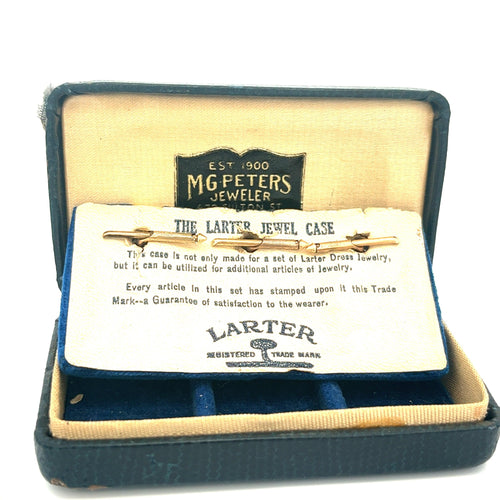 Antique Larter M.G. Peters Signed Cufflink Jewelry Set with Fitted Box